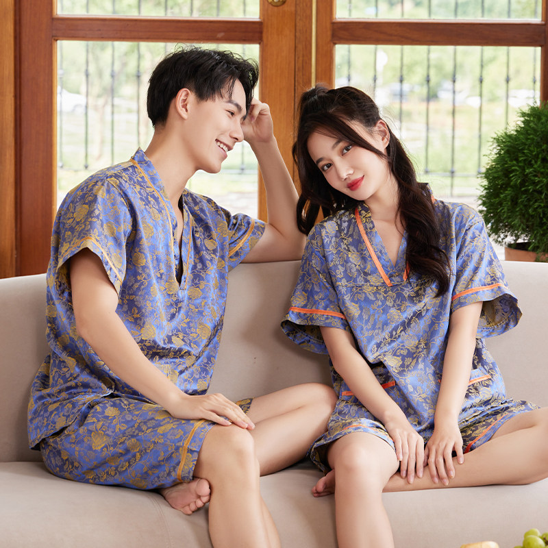 洗浴浴场高档汗蒸服桑拿按摩服男女足浴足疗纯棉洗浴服浴裤浴衣
