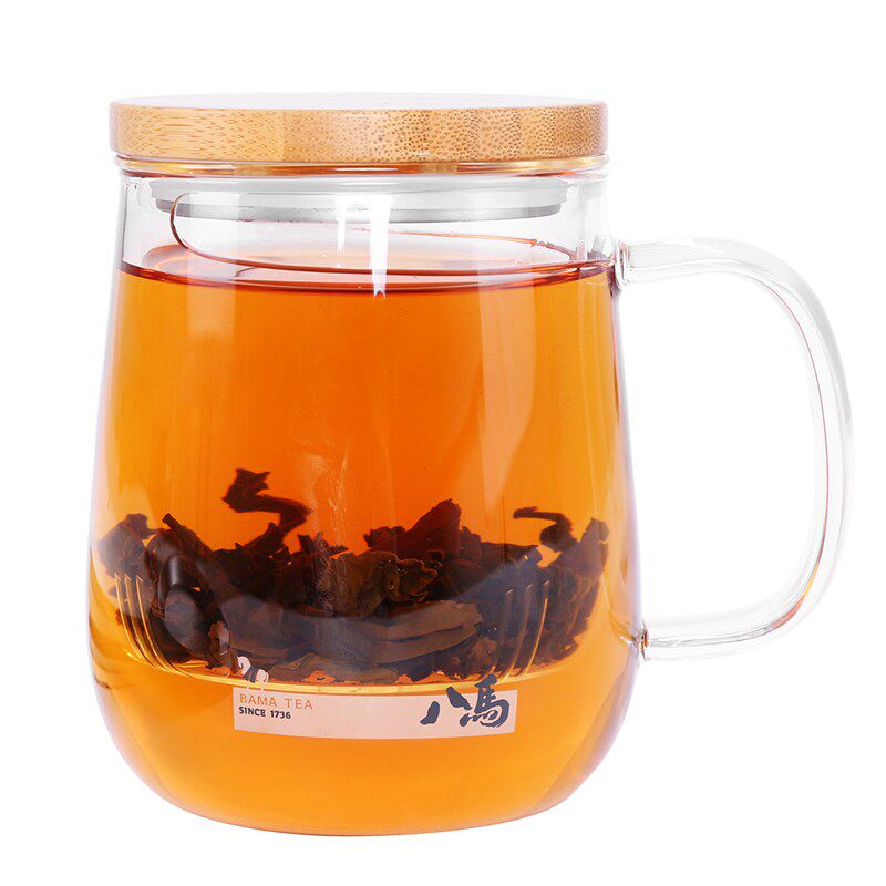 八马茶具 玻璃茶杯带盖过滤泡茶杯 便携办公室水杯茶具杯子