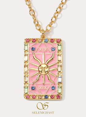 SELENICHAST原创设计太阳·塔罗牌项链小众吊坠女友生日礼物配饰