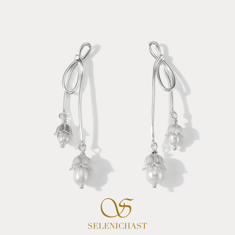 SELENICHASTS925银蝴蝶结铃兰花耳环小众设计女友生日礼物配首饰,饰品/流行首饰/时尚饰品新,银饰耳饰,淘宝优惠券,粉丝福利购,淘宝优惠卷