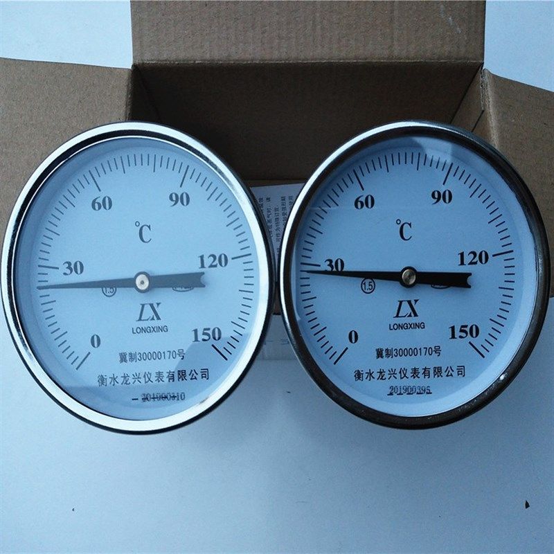 衡水龙兴WSS403双金属温度计0-150水温表轴向工业锅炉管道温度表