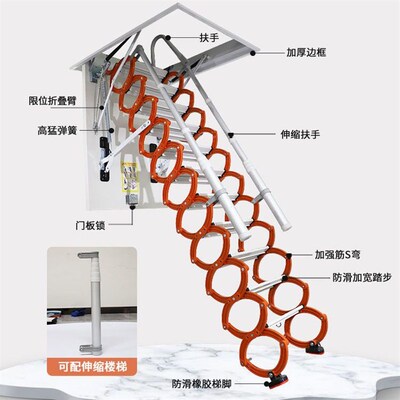 新款阁楼伸缩楼梯室内手动家用隐形升降梯拉伸电动升降梯子一整套