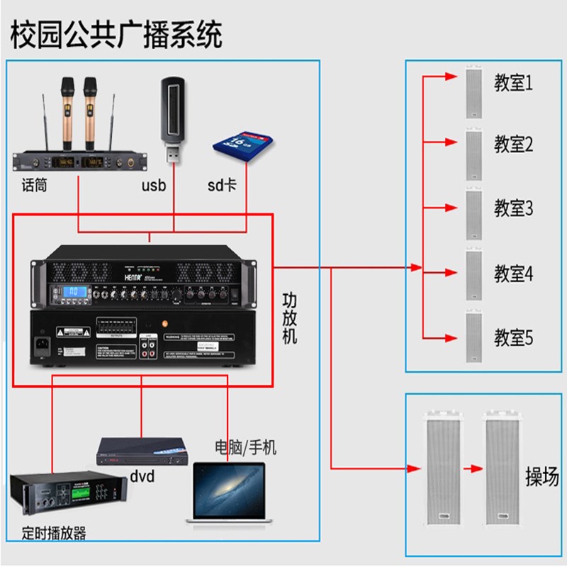 校园广播定时播放器智能音乐播放幼儿园学校上下课音乐自动打铃器