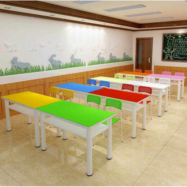 学校家具辅导桌户外培训桌幼儿园条形桌少儿美术桌彩色学生课桌椅