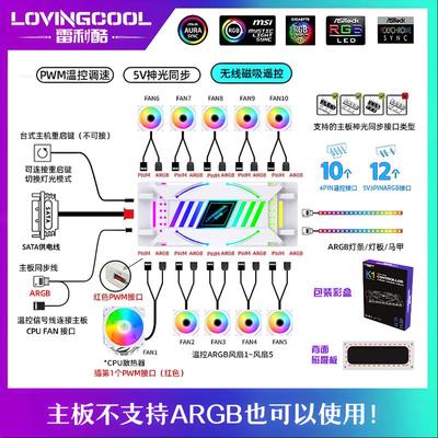 LOVINGCOOL 电脑ARGB机箱散热风扇控制器5V神光同步PWM温控集线器