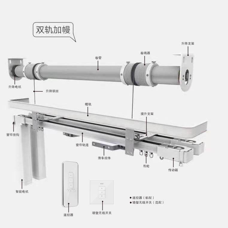 别墅复式楼电动窗帘升降开合轨道智能全自动上下升降WiFi天猫精灵