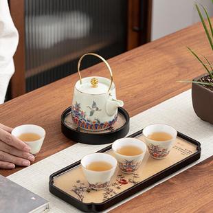 复古竹制干泡台功夫茶具养壶垫 国潮手工茶壶托盘小型壶承家用中式