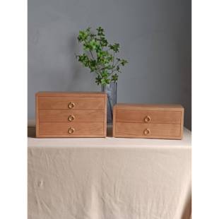 樱桃木首饰盒贵重物品收纳箱桌面储物柜化装品整理盒实木中式榫卯