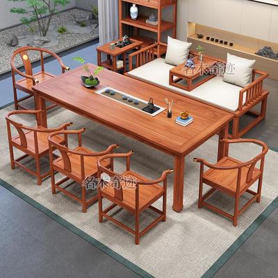 2025新款胡桃木实木罗汉床茶桌椅组合新中式客厅茶几办公室泡茶台