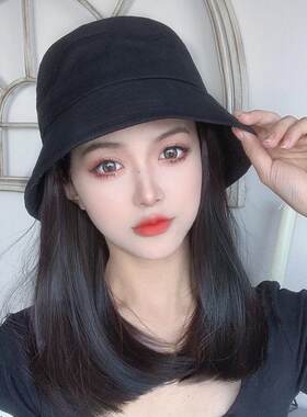 假发和帽子综合女性化疗后冬季秃顶帽2023新网红渔夫帽与假发时尚