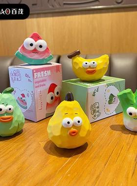 百茂原创木雕风蔬果树脂摆件女创意潮流车载摆饰创意家居桌面装饰