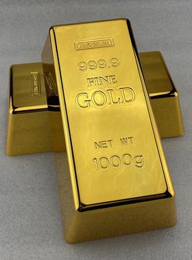 大号仿真电镀塑料金砖门档 摄影道具摆件装饰金块 假金条样品模型