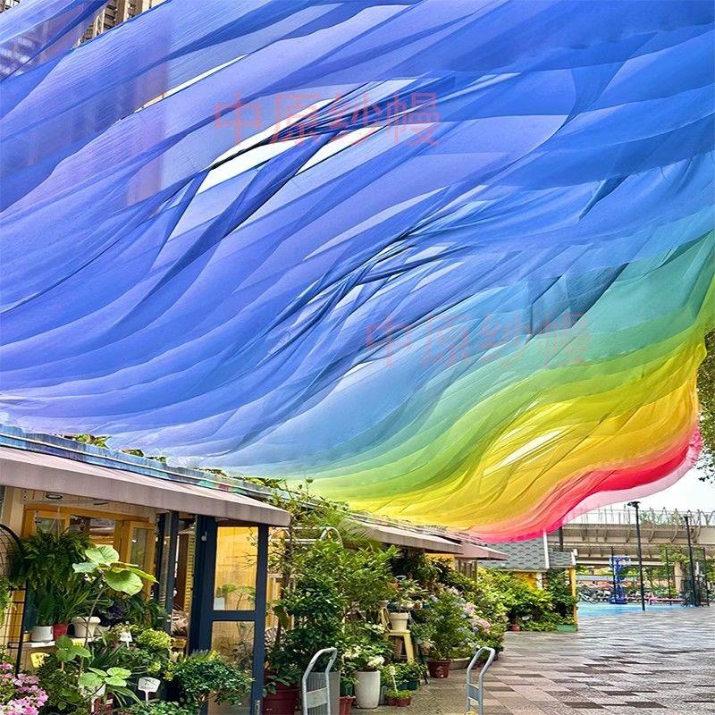 网红风动纱幔悬吊式天花板风景区户外民宿海边布幔风景区饭厅露营