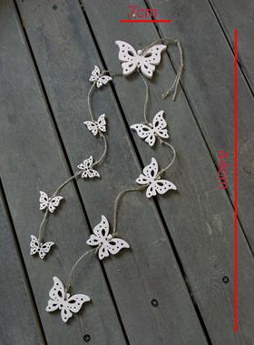 木艺蝴蝶风铃挂串手工木片装饰挂件串好廊架家居摆件创意饰品摆件