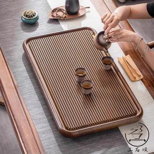 家用排水式 茶盘电木款 高端办公室家用茶茶具整块实木大茶台干泡台