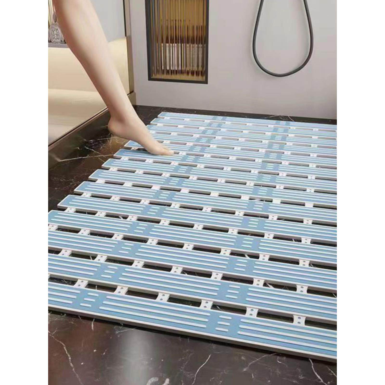 隔水垫浴室防滑地垫淋浴房卫生间拼接可剪PTPE防摔无味洗澡带吸盘
