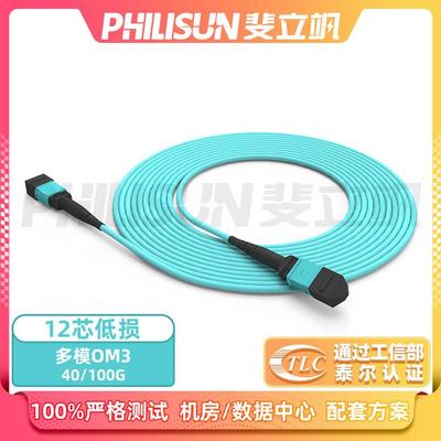 40G/100GMPO-MPO光纤跳线低损万兆OM3模块线多模12芯集束多芯跳线