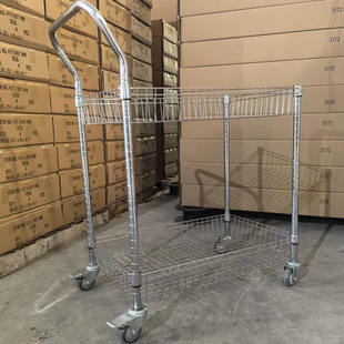 网篮深篮物料物流推车仓库仓储货架多层置物架不锈钢工厂镀铬铁架