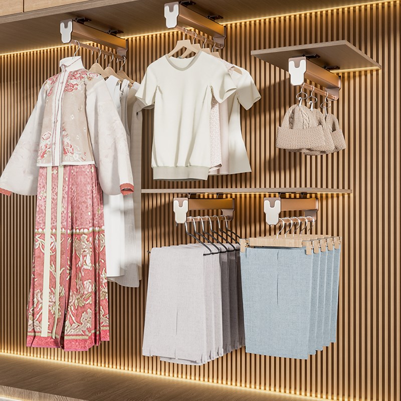 裤架衣柜内置多功能伸缩轨道抽拉式神器挂裤子衣杆收纳可定制滑轨