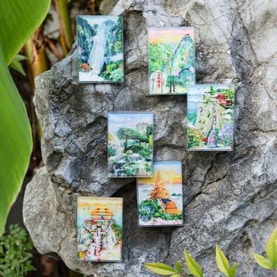 六大名山风景区AR流沙冰箱贴磁吸门装饰峨眉山华山文创旅游纪念品