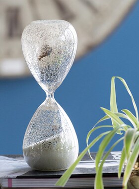 Powkhome欧式复古玻璃沙漏计时器客厅书房玄关软装装饰品桌面摆件