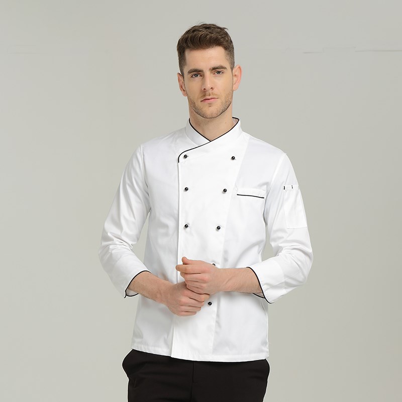 酒店厨师服长袖秋冬装西餐厅食堂饭店厨房厨师工作服男士工装制服