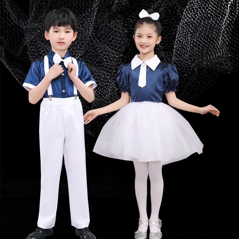 六一儿童节演出服合唱服背带裤大合唱团表演服中小学生诗歌朗诵服