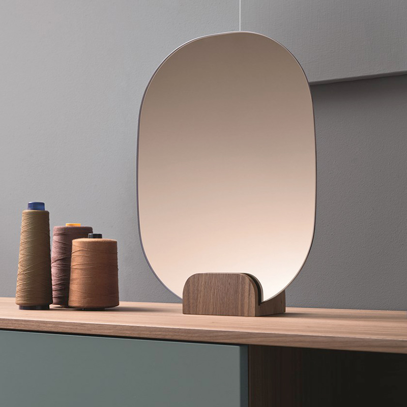 居尚原始原素台式化妆镜北欧简约桌面梳妆镜实木家用卧室化妆镜