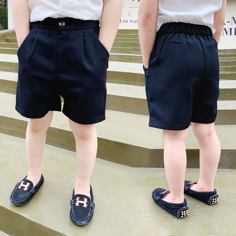 男童黑色裤子西装短裤夏儿童西裤宝宝夏季五分中裤背带西装裤薄款