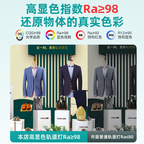 服装店射灯led明装店铺商用超亮导轨式全光谱cob聚光背景墙轨道灯