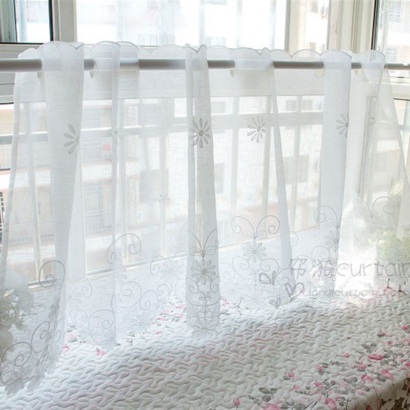 清丽唯美韩式布艺门帘橱柜短帘防尘免打孔半帘厨房小窗帘纱隔断帘