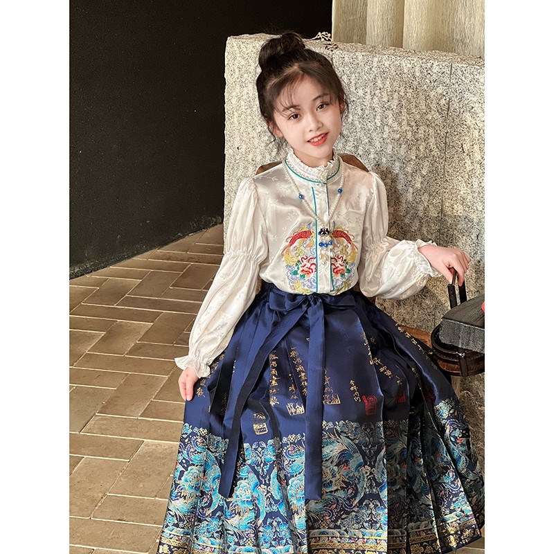 女童汉服马面裙2025春季新款儿童中国风连衣裙女宝宝洋气古装套装