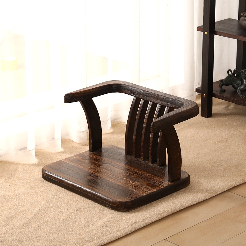 中式实木超矮无腿靠背椅子床上炕凳榻榻米飘窗扶手木凳子茶室坐椅