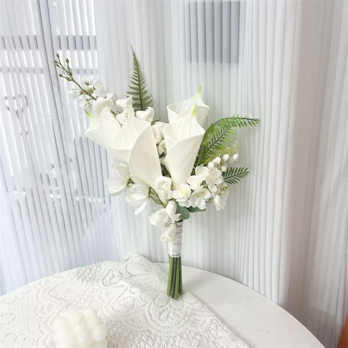 高级感婚礼新娘手捧花 郁金香铃兰假花婚庆影楼摄影捧花 领证花束