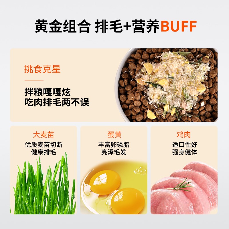 冠本冻干猫草蛋黄肉松毛球克星猫咪化毛球排毛球猫草猫粮伴侣拌饭