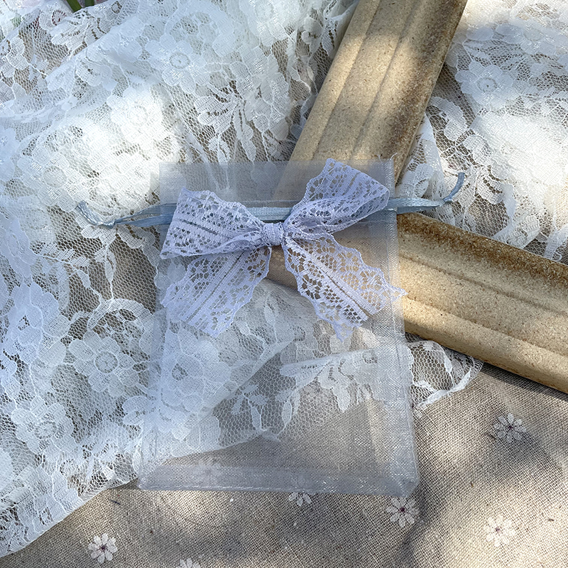 法式蕾丝蝴蝶结纱袋饰品小礼品包装袋抽绳喜糖袋透气网纱袋香包袋