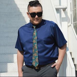 大码 衬衫 加肥男装 胖子加大白衬衣修身 男士 免熨商务工作服寸衫 短袖