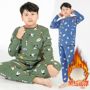 胖童装男童内衣套装加肥加大冬季保暖家居服睡衣加绒加厚秋衣卫生