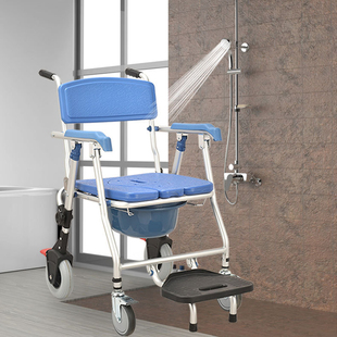 老人移位机折叠洗澡凳轮式 坐便椅孕妇厕所椅