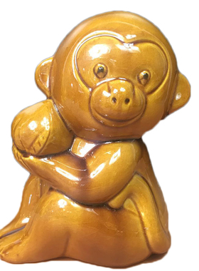 陶瓷猴子十二生肖猴黄色猴子生日礼物客厅桌面小猴摆件家居装饰品