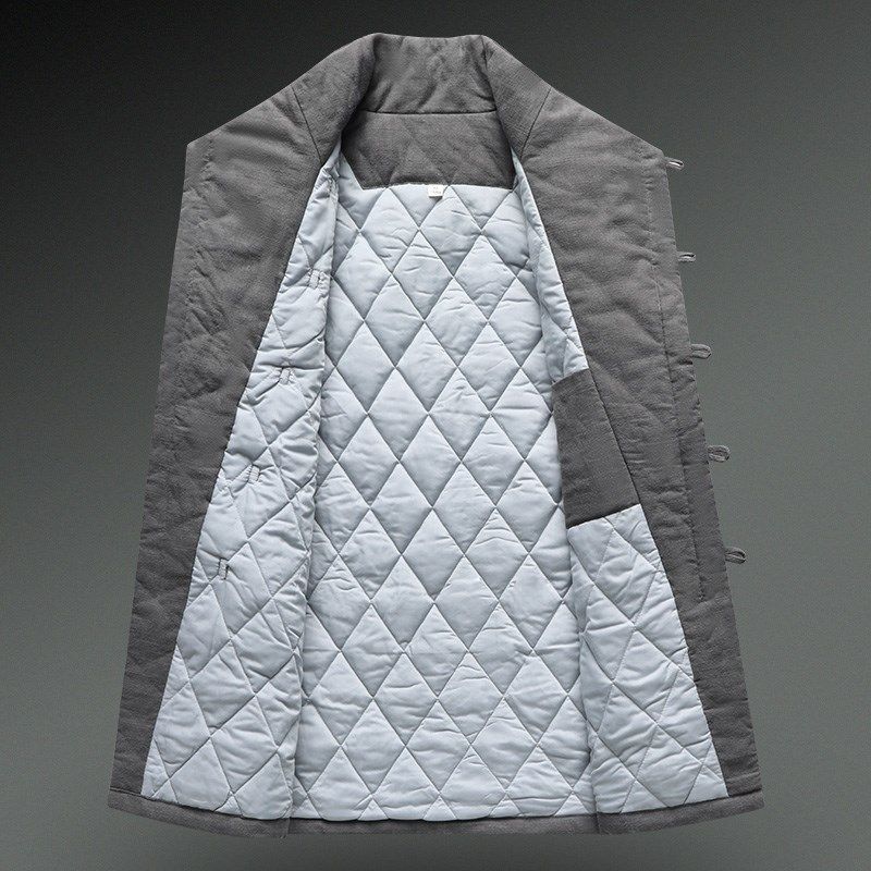 秋冬唐装男士休闲棉衣中式复古盘扣绗棉半高领保暖中长款棉服外套,男装,唐装,淘宝优惠券,粉丝福利购,淘宝优惠卷