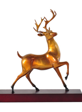 铜摆件《一路福星》 铜工艺品 家居饰品 麋鹿客厅桌面摆放