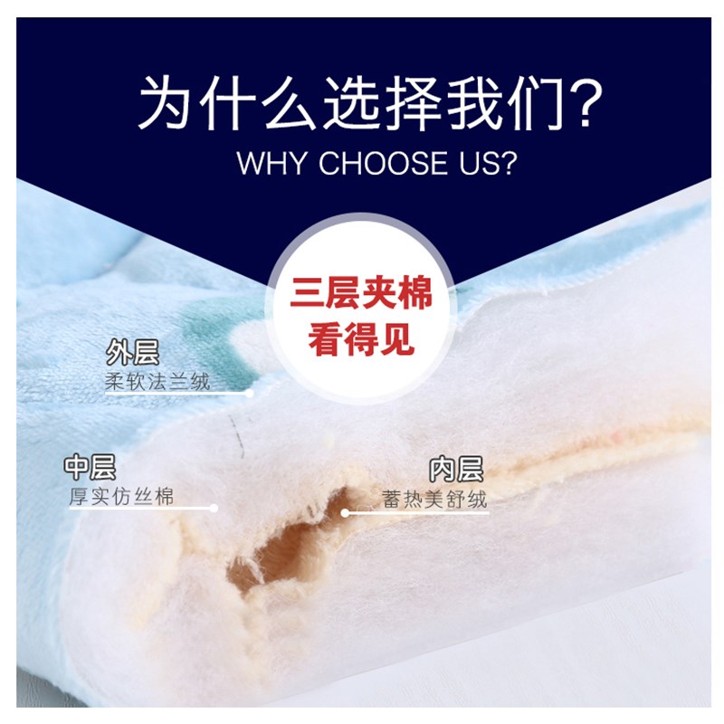 儿童睡衣秋冬季男童法兰绒三层加厚女童小孩宝宝珊瑚绒夹棉家居服