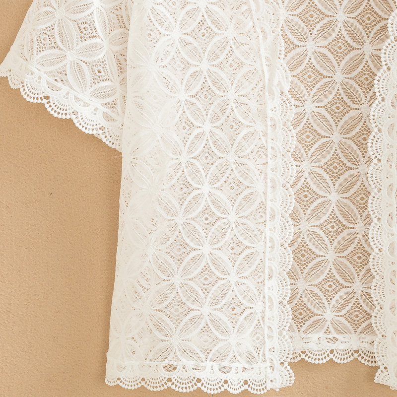 夏季短袖蕾丝小披肩女配长裙吊带背心外搭短款开衫外穿防晒衣外套