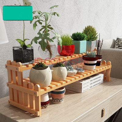 白色两层特小号花架子室内桌面花盆架阳台多肉实木办公室置物架竹