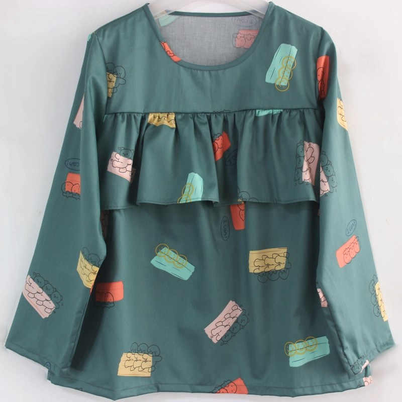 定制睡衣防凸点棉布上衣女款防走光纯棉斜纹贡缎薄棉秋季女式秋天