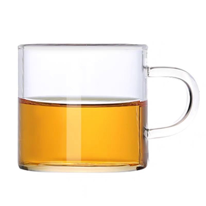 直筒小把杯耐热玻璃茶杯 花茶杯 品茗杯  圆润杯功夫茶小杯双层杯