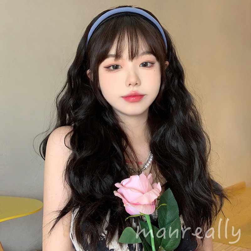 漫真假发女长发日常自然懒人发箍半头套一体式长直发百搭全头套式