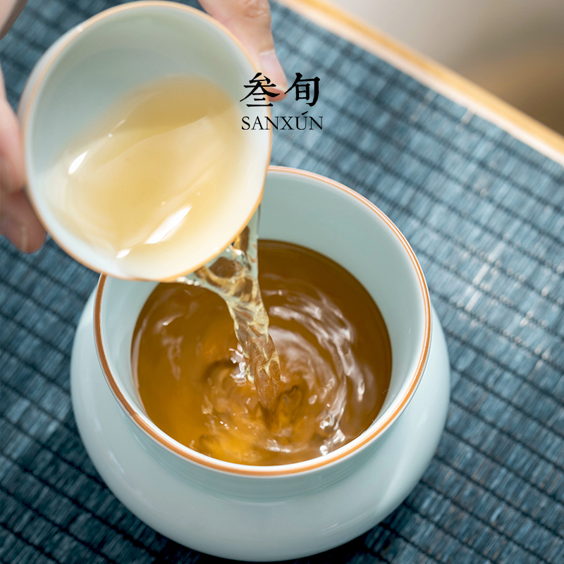 叁旬 影青釉建水陶瓷家用干泡小茶洗杯洗水盂茶渣缸功夫茶道配件
