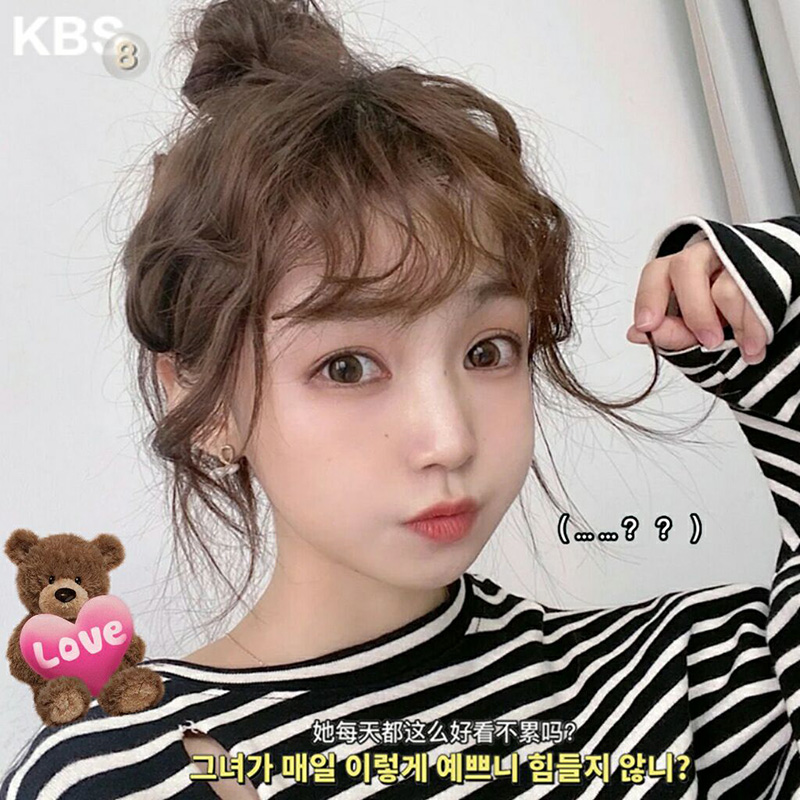 羊毛卷刘海假发女真发无痕假发片泰迪卷假刘海自然隐形前额假头帘